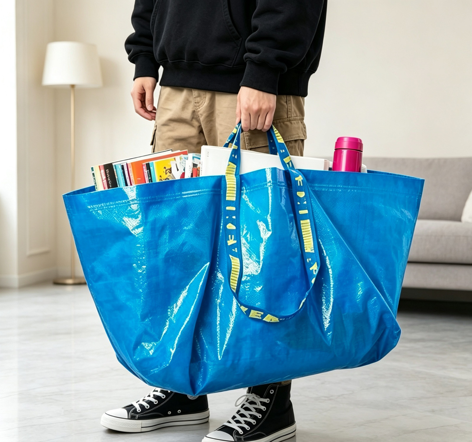 IKEA Shopping Bag Large Size Blue Sturdy Laundry Grocery Durable-19Gal