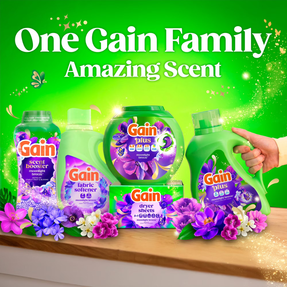 Gain Plus Flings Laundry Detergent Pacs, Moonlight Breeze All-In-One Clean, 45ct