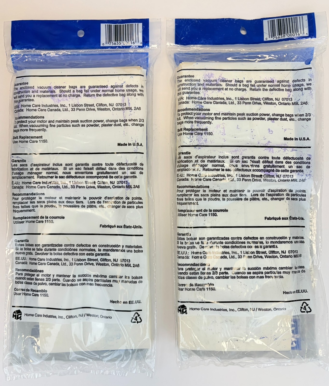 Eureka Canister Style H #16 Vacuum Cleaner Bags 2-PACK – 6 FILTERS