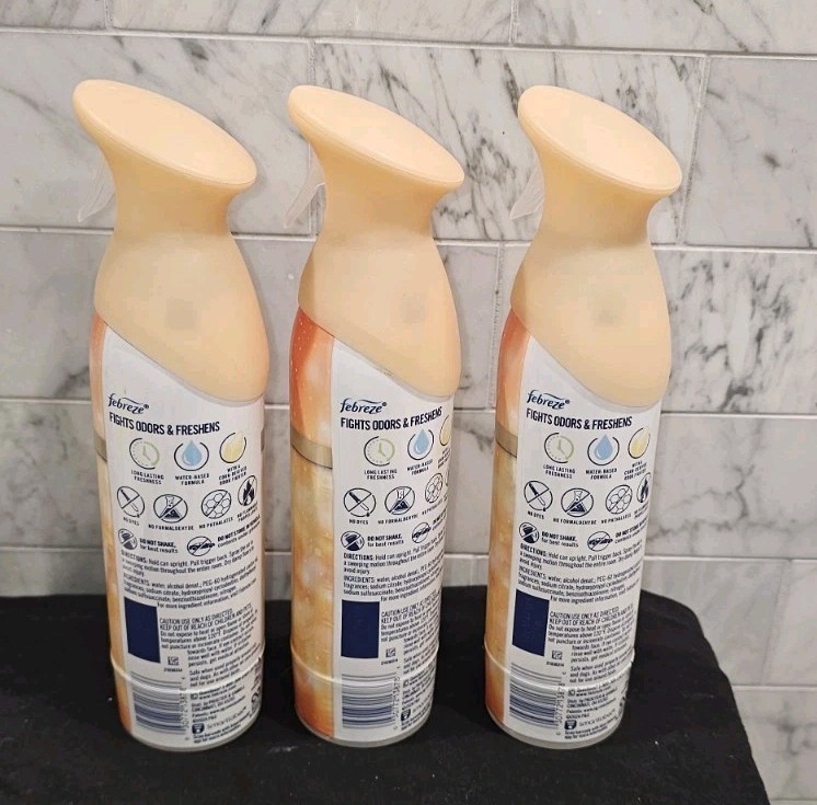 LOT OF 3 Febreze Spray Luxe Air Crisp Fall Breeze Amber Patchouli 8.8OZ NEW