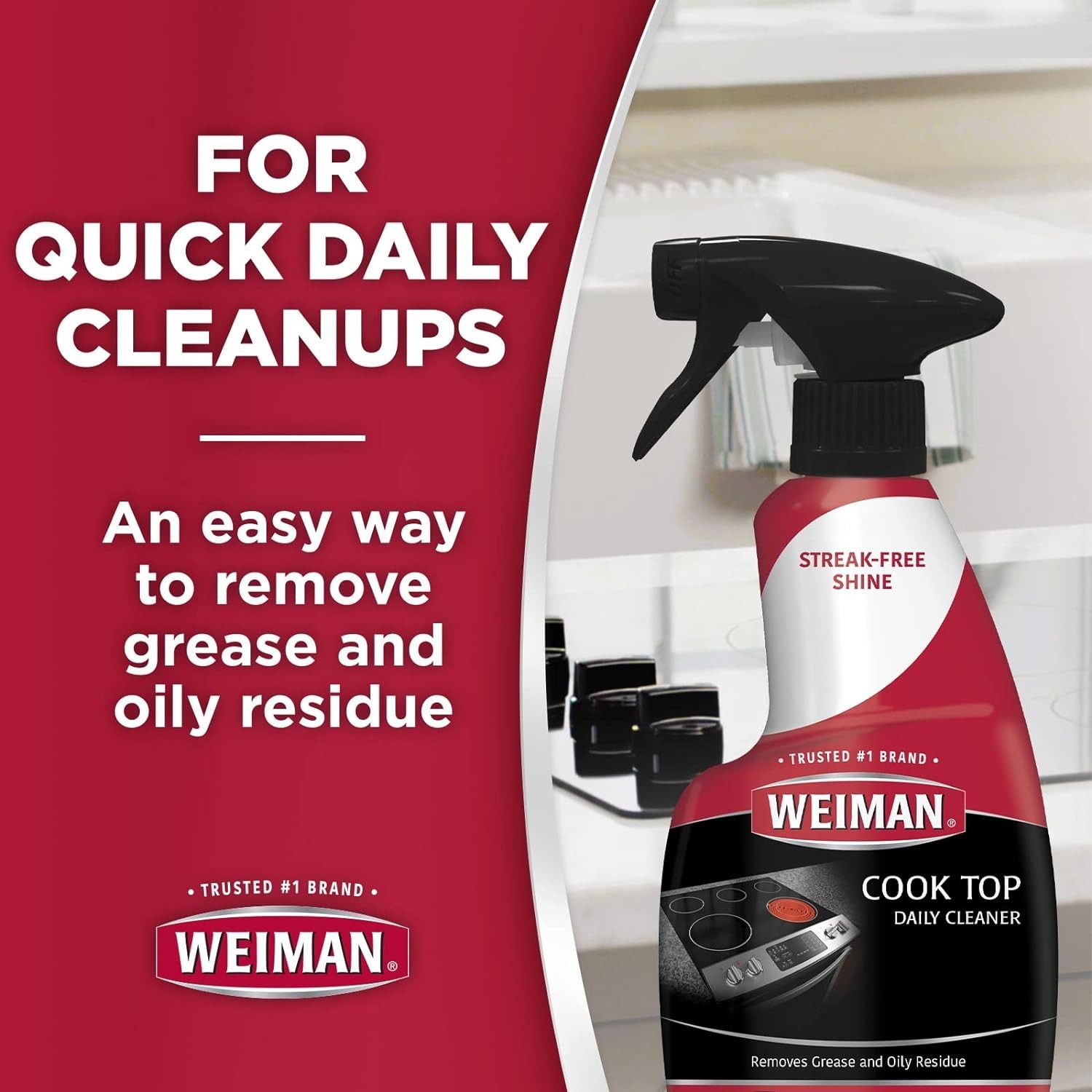 Effortless Grease Removal! 2-Pack Streak-Free Cooktop Cleaning Spray & Cloth