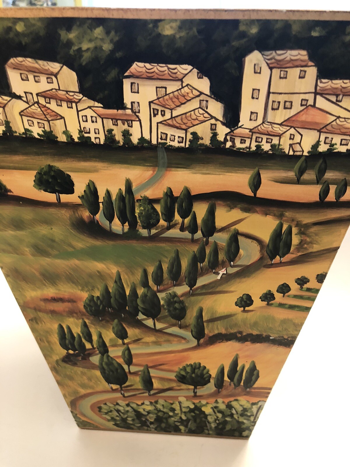 Decorative Italy France Country Solid Wood Designer Waste Basket Trash Can 13″ T