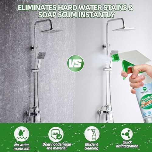 Bathroom Glass Cleaner Spray – Removes Limescale, Soap Scum, and Oil Film, St…