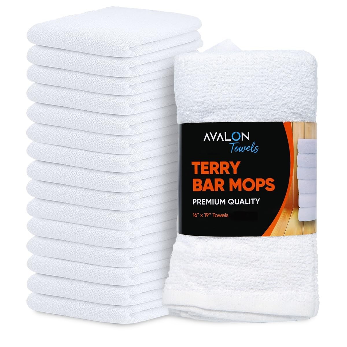 Terry Bar Mop Towels (Value Pack of 12) Size 16″x19″ – Absorbent and Durable,…