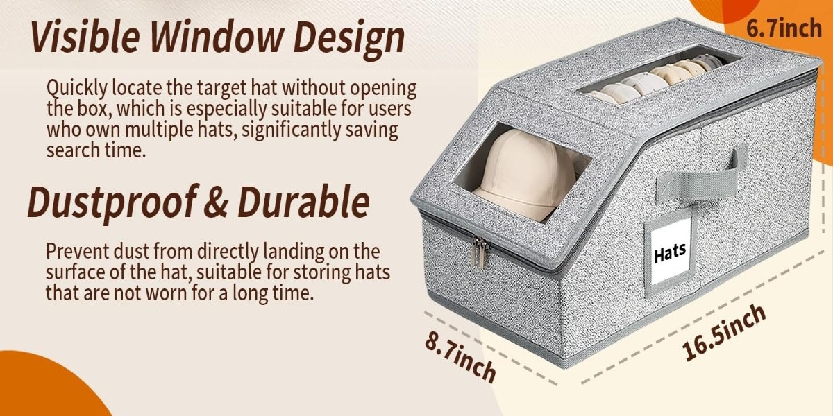 2/1 Pack Hat Storage Boxes for Baseball Caps – Stackable Clear with Window Lid,