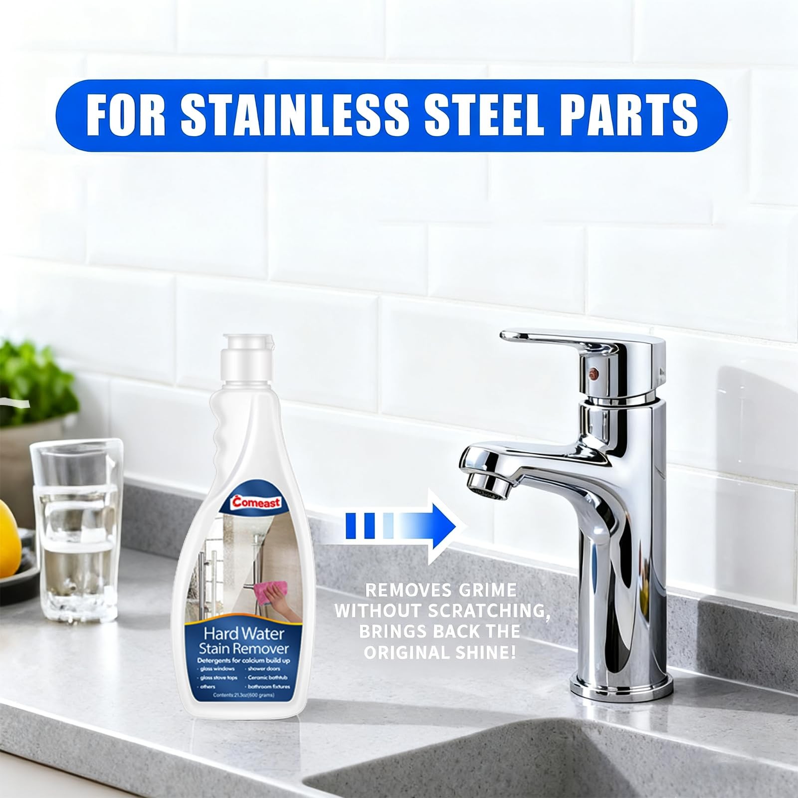 Hard Water Stain Remover for Shower Glass Doors,Water Spot & Soap Scum