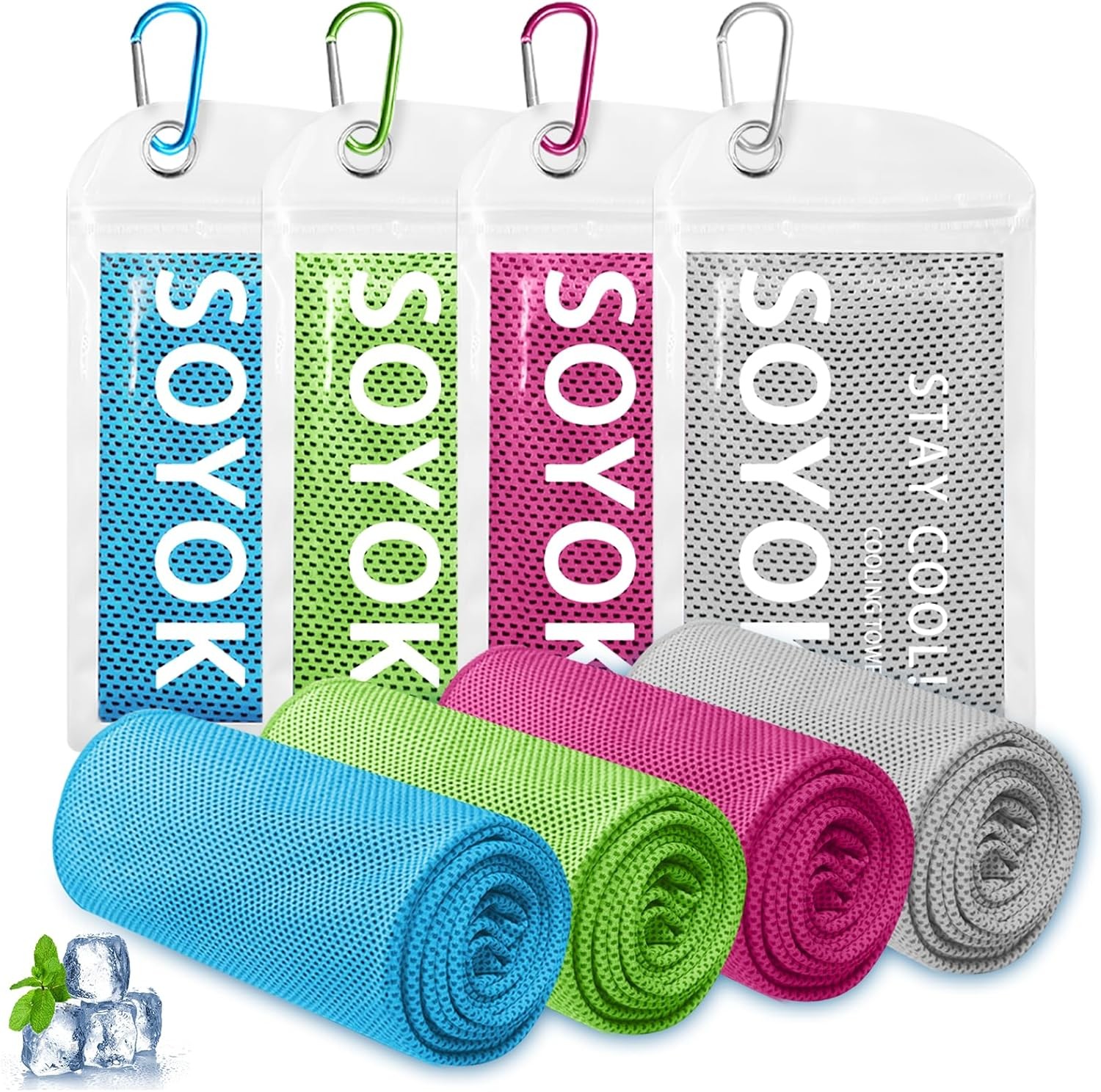 4 Packs Cooling Towel, 40″ x 12″ Microfiber Cooling Towels for Neck and Face,