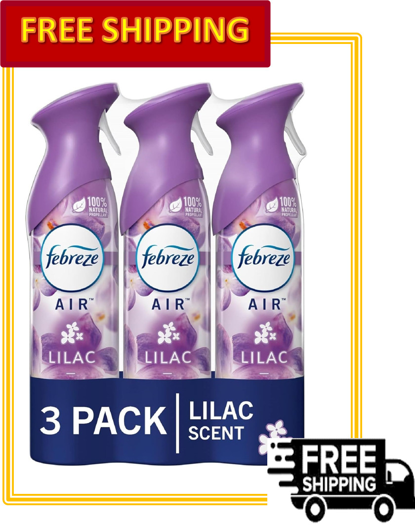Febreze Air Mist Odor-Fighting Air Freshener Spray, Lilac Scent, 8.8oz, 3 Count