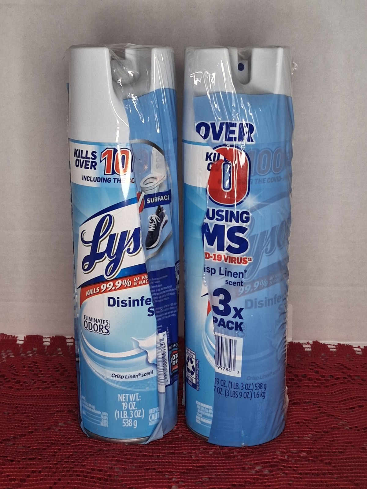 Lysol Disinfectant Spray Crisp Linen 19 Fl Oz Pack of 2 NEW
