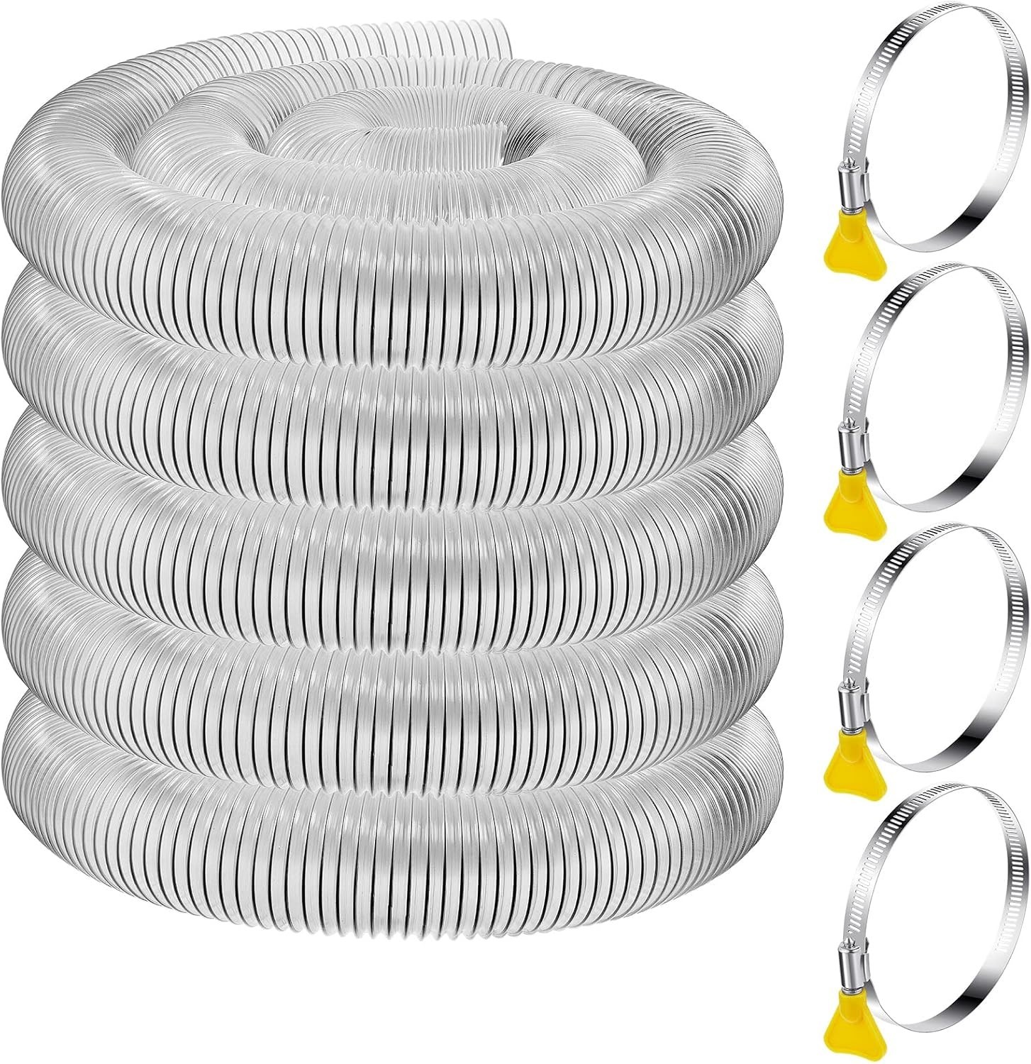 Efficient 4 Inch 50 Ft Dust Collection Fume Hose with Clamps for Clean Workshops