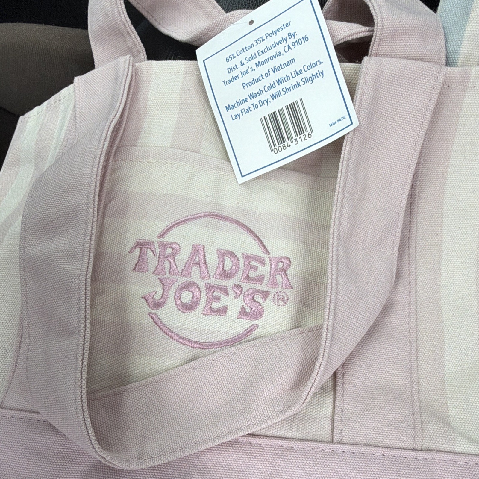 Trader Joe’s Striped Mini Canvas Tote Bag Multicolor Cotton/Polyester