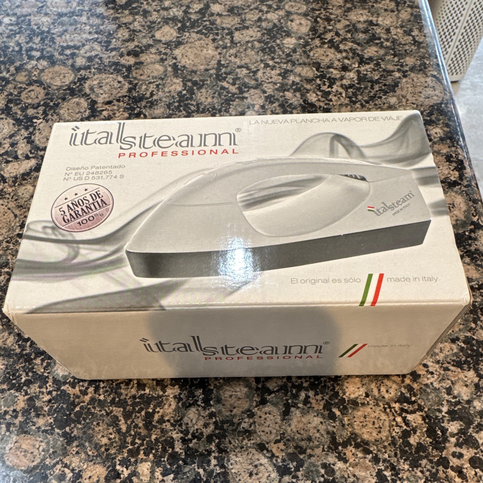 Italsteam Professional Lightweight Travel Steam Iron White/Gray Made in Italy,