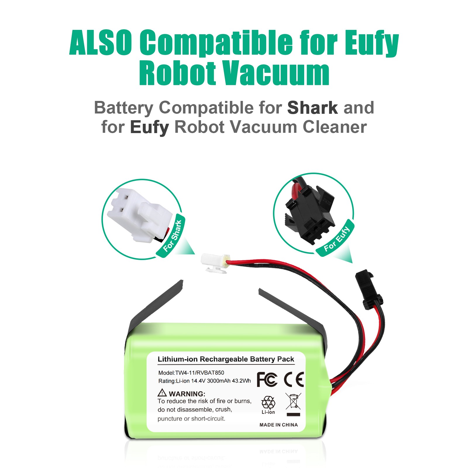14.4V For Eufy RoboVac TW4-11RVBAT850 Universal Battery 11/11S Max 12 15C 15T