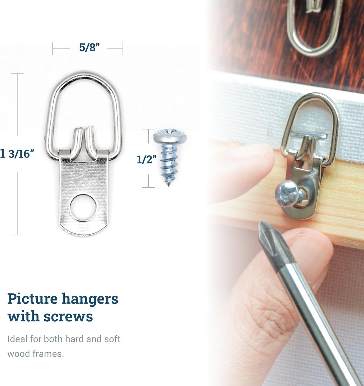 Pro Quality D Ring Picture Hangers with Screws – 100 Pack for Secure Display
