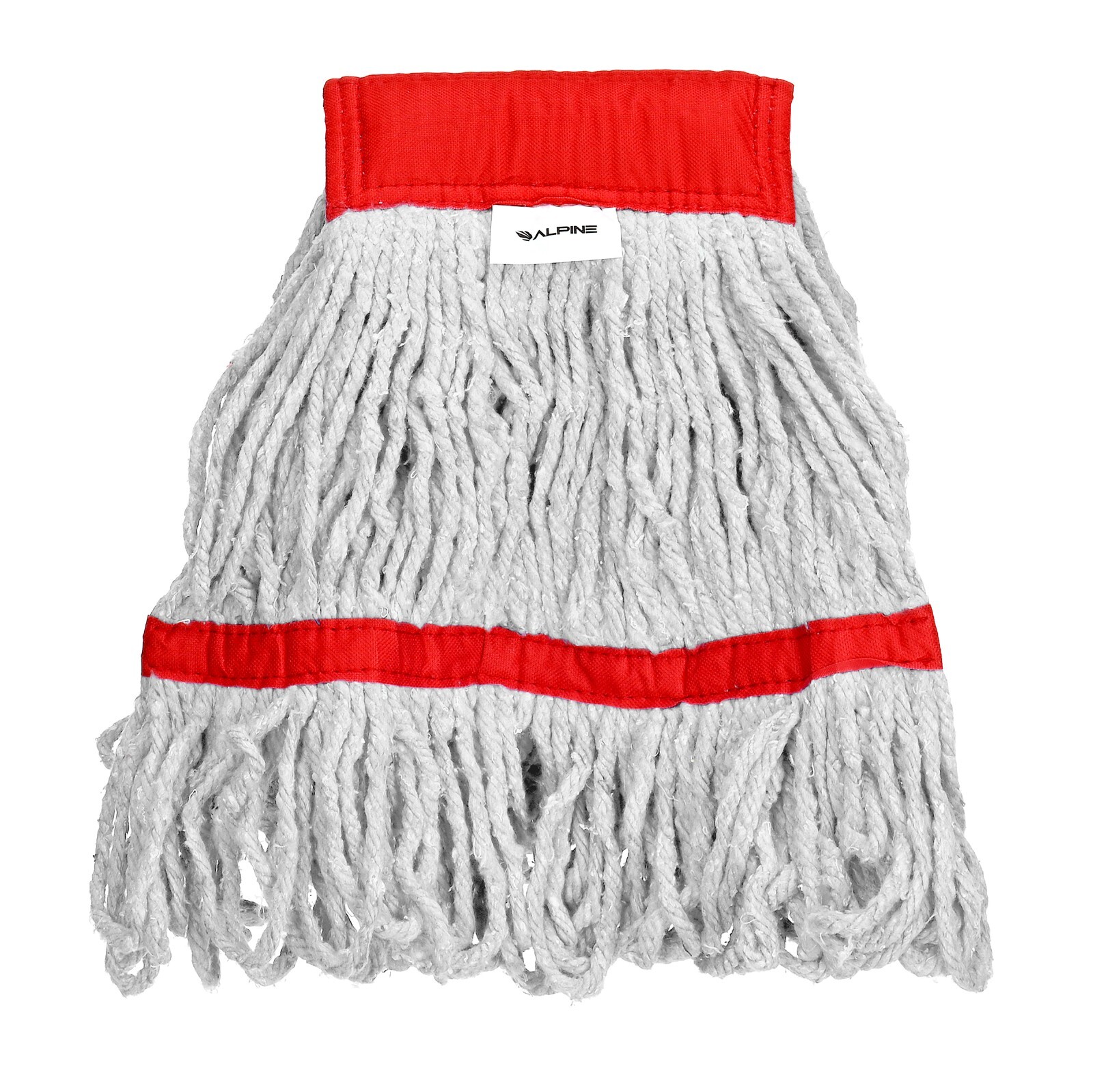 Alpine Industries Loop-End Cotton Mop Head 5” Red Headband & Tailband Case of 12