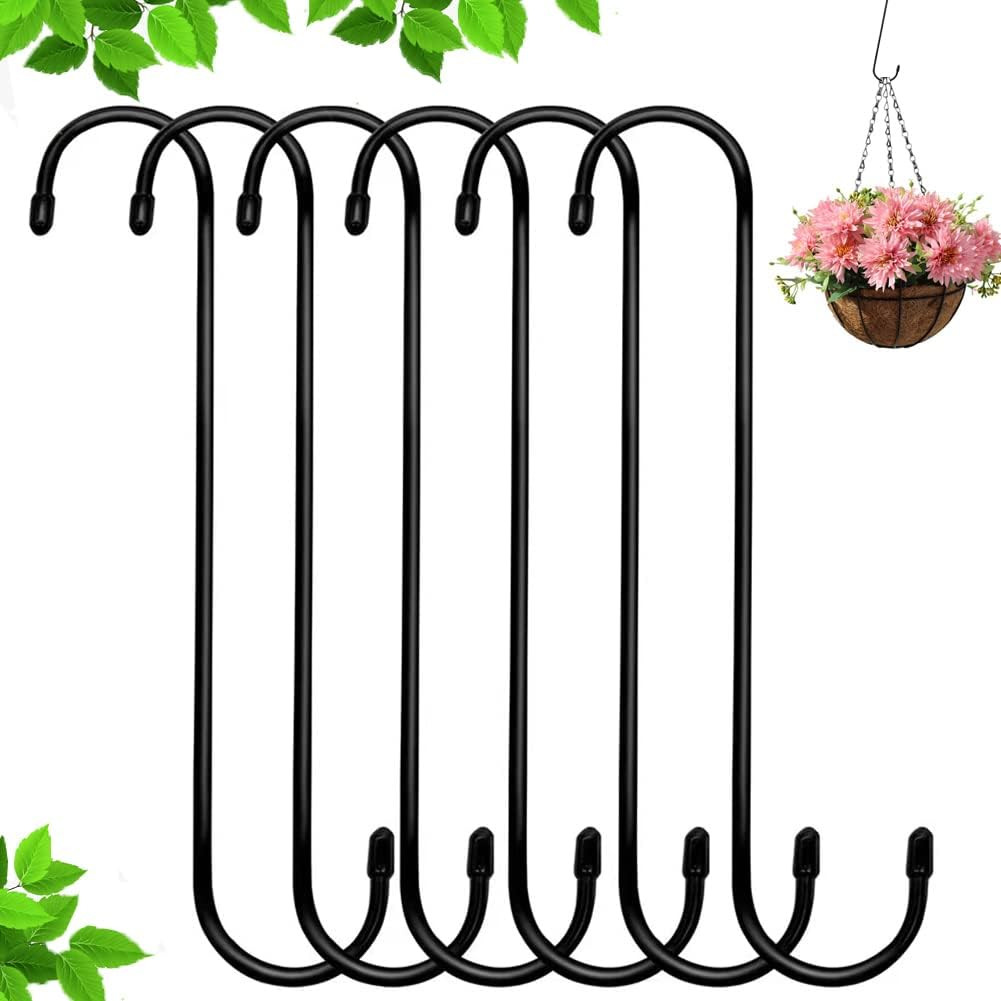 Extra Large Plant S Hooks (6 Pack 10 inch) Rust Resistan Heavy Duty Long S Hooks