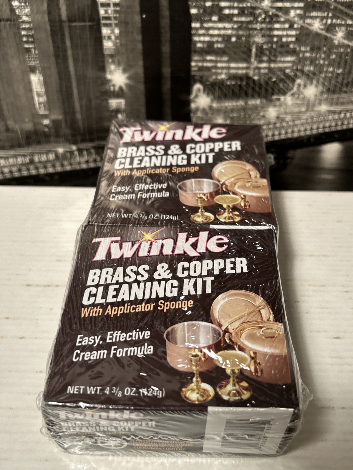 Malco Twinkle Brass and Copper Cleaning Kit 4.38 oz Polish Cream Sponge, 2 Pack