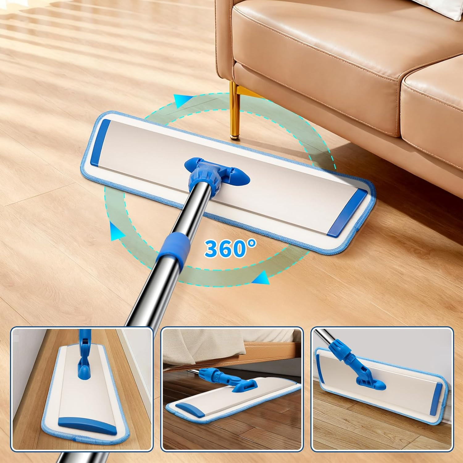 18″ Professional Microfiber Mop Floor Cleaning, Flat Mop with Stainless Steel