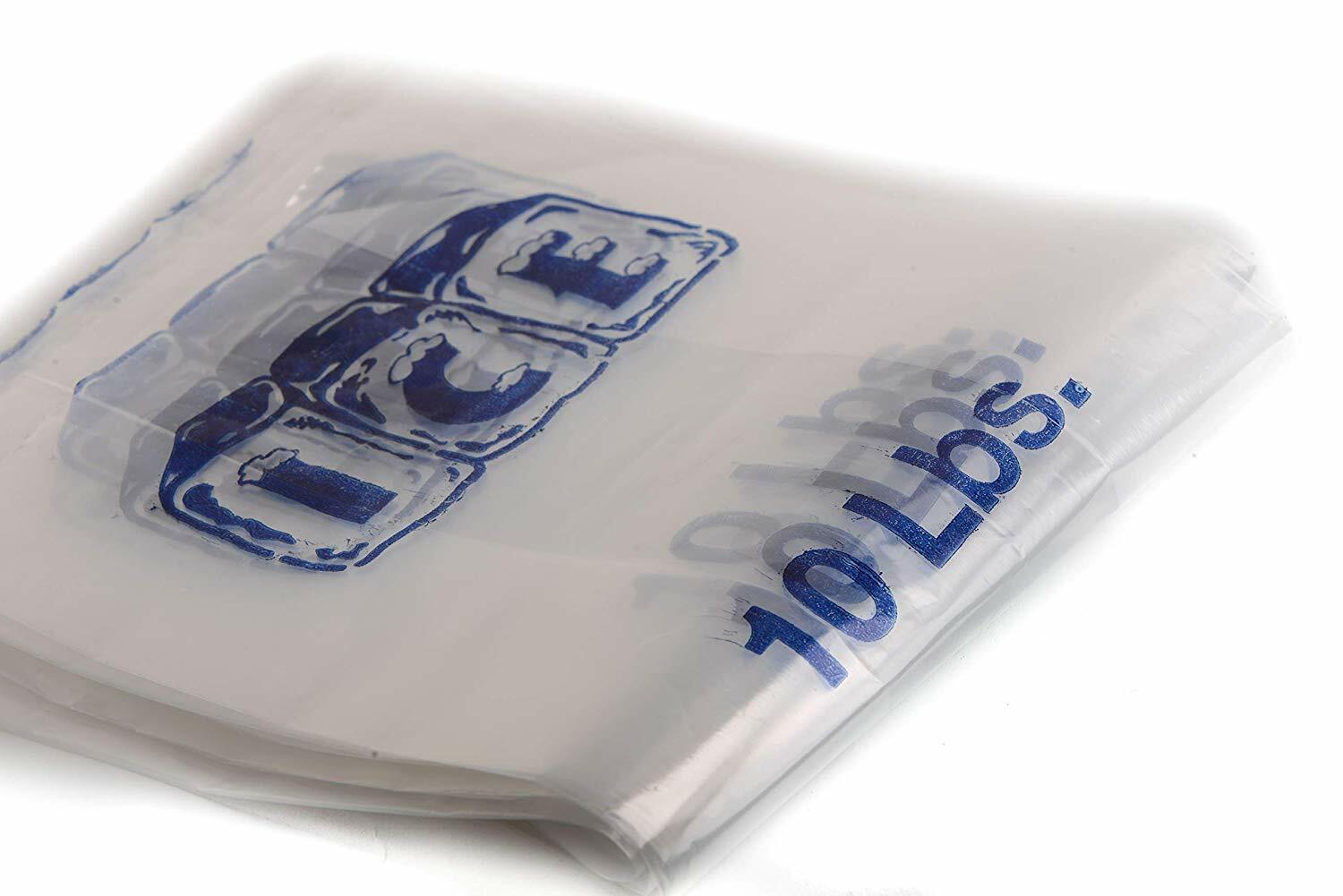 200 Pack – 10 lb. Clear Poly Ice Bags [11 in x 19 in x 1.5 mil]