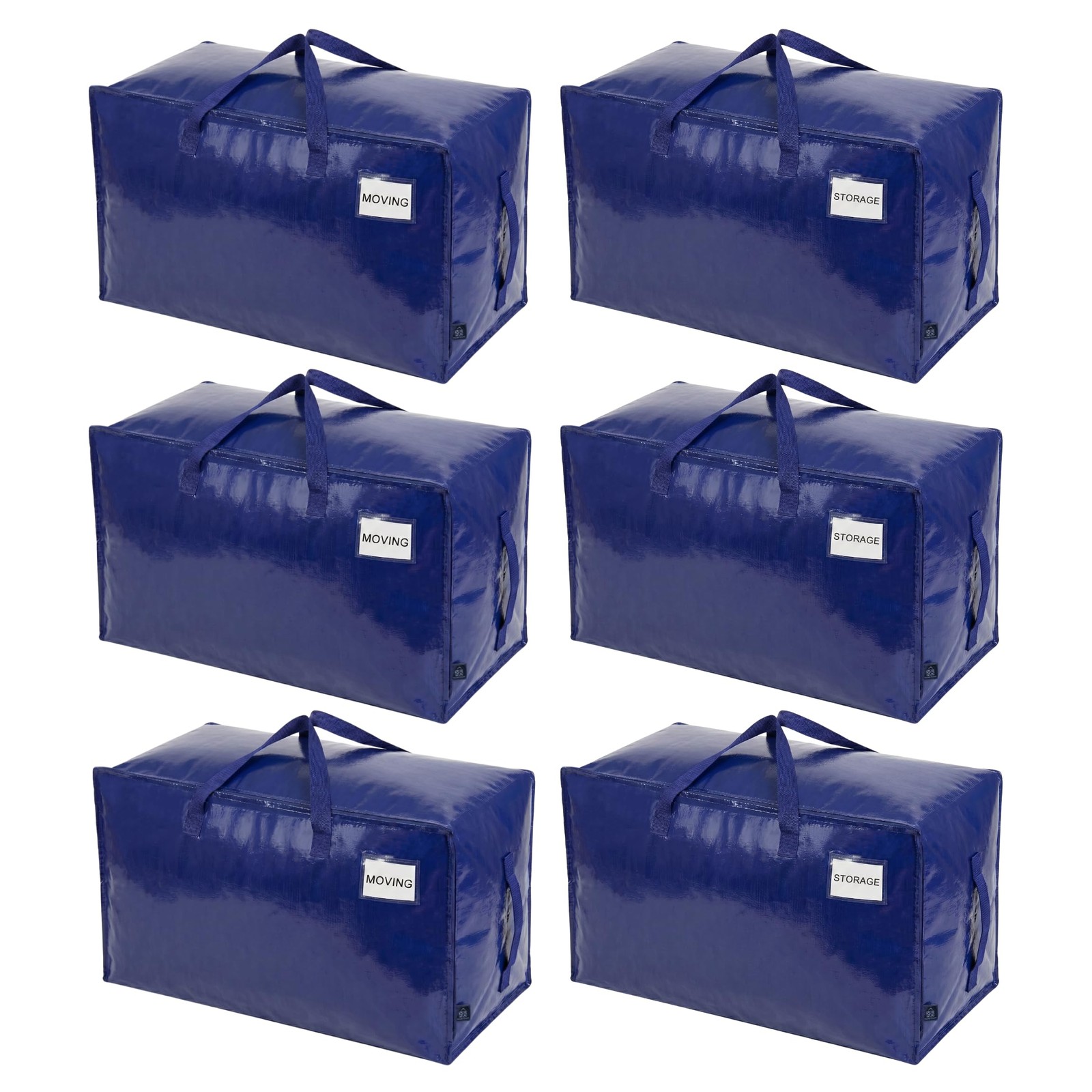 Extra Large Heavy Duty Moving Bags Wide Opening Handles Zippers 6 PCS