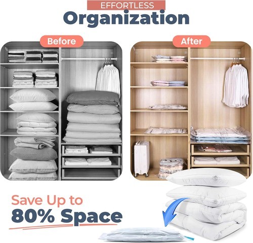 14pcs Travel Vacuum Storage Bags w/ Pump Space Saver Garment Seal Clothes Bag US