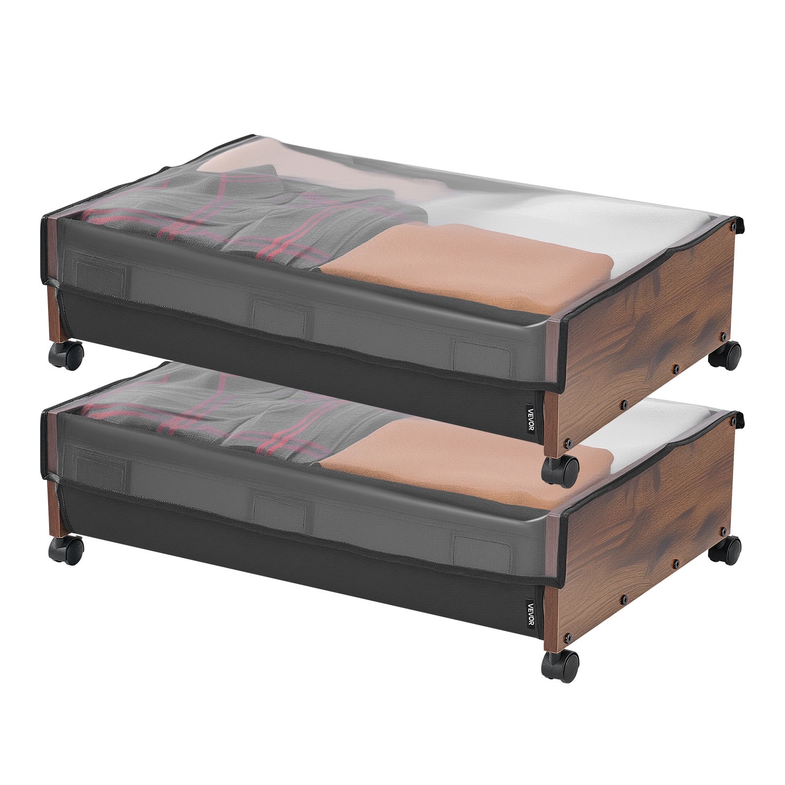 VEVOR Under Bed Storage with Wheels 25.6×18.1×7.1 Inch Rolling Storage Bags