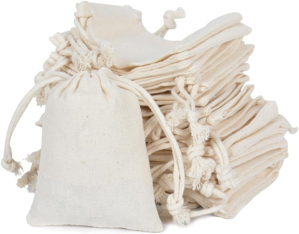 gobyhumm 50 Pieces Pure Cotton Drawstring Bags Muslin Bags Sachet Bag for Home S