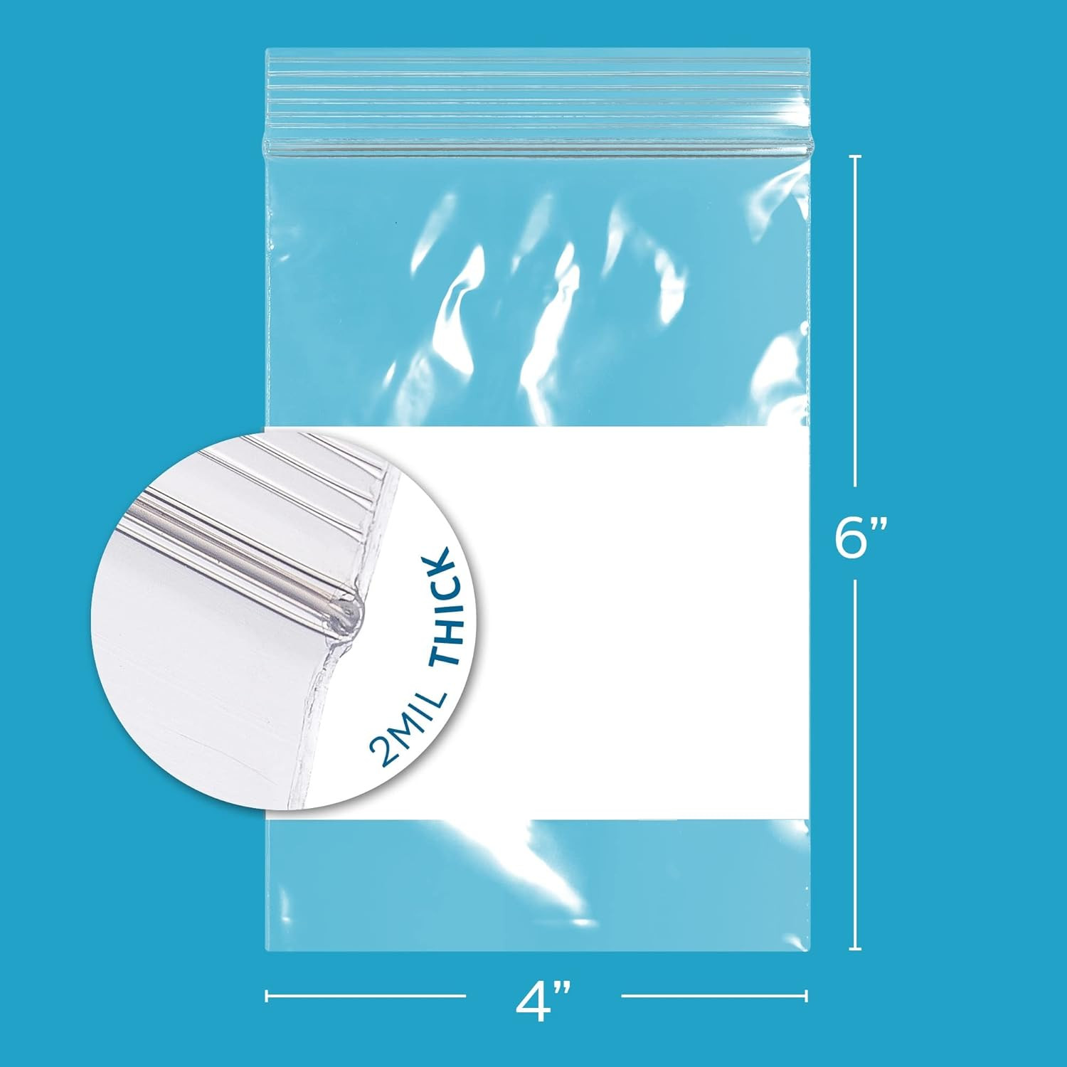 Clear Plastic Reclosable Zip Bags – Case of 1000 4″ X 6″ 2 Mil Thick Strong