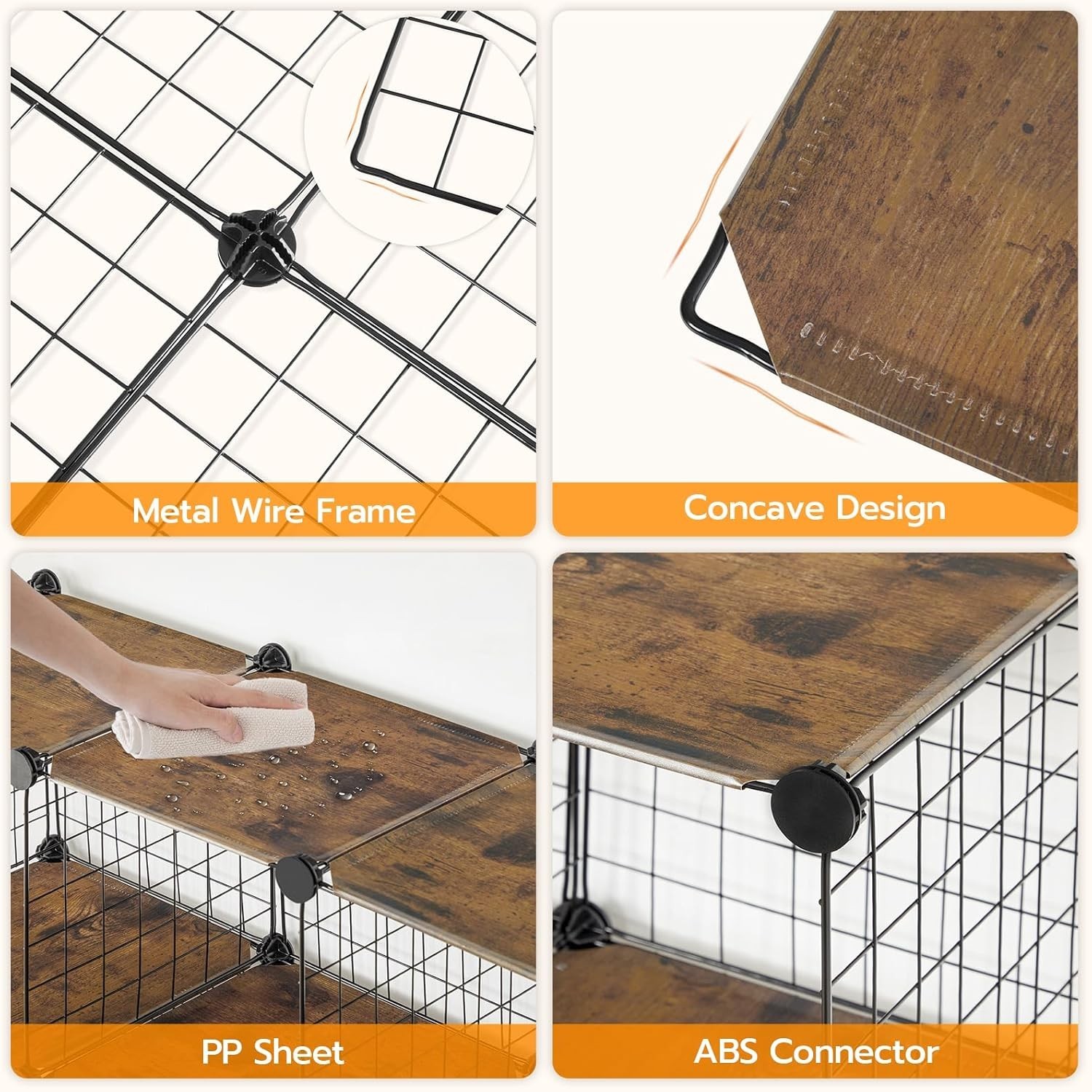 Wire Cube Storage Organizer 6-Cube Metal Grid Storage Organizers Modular Closet