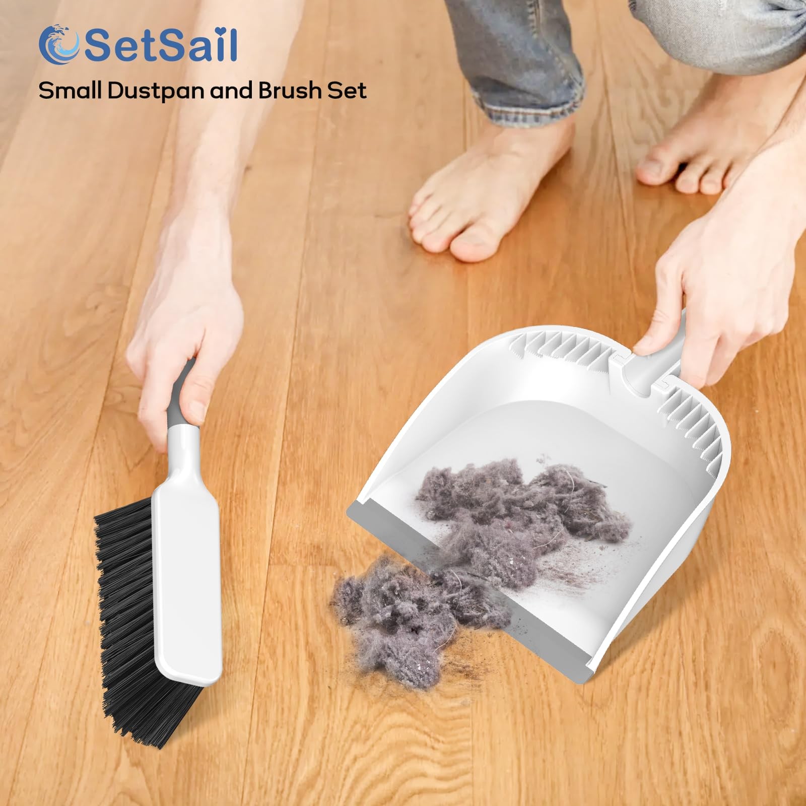SetSail Small Dustpan and Brush Set Nesting Snap On Handheld Broom and Dust Pan