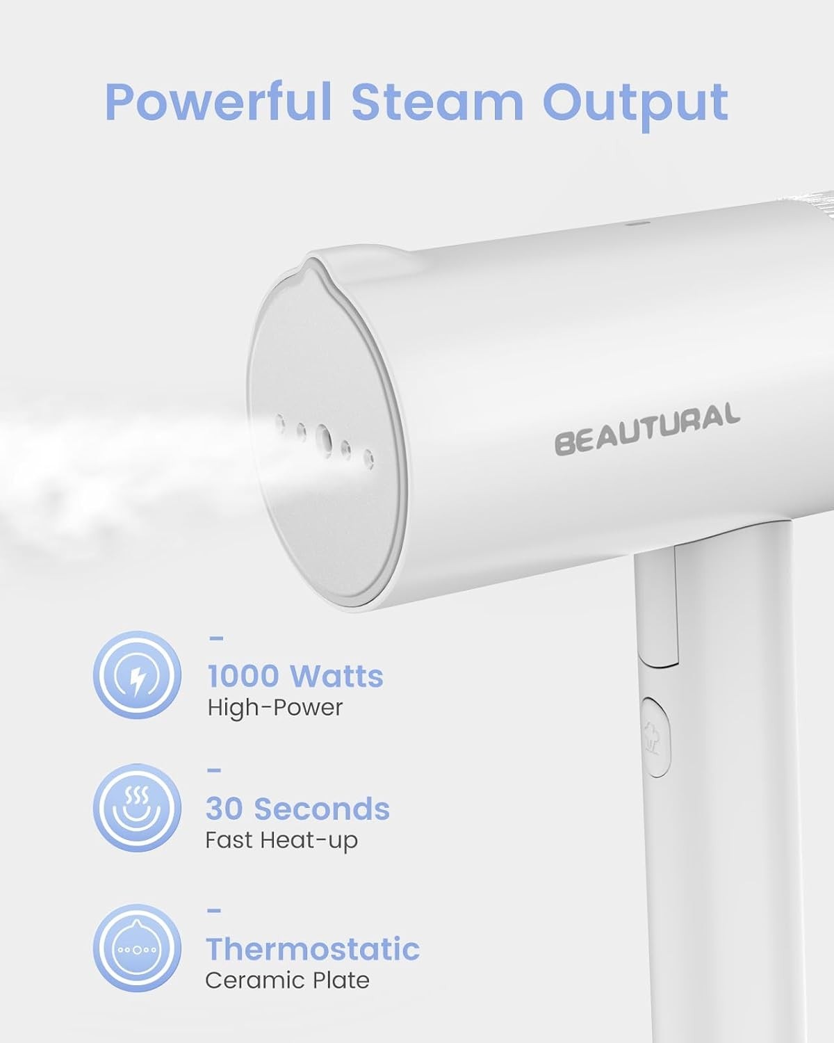 Portable 1000W Handheld Fabric Steamer – 30-Sec Heat-Up & Anti-Spill Design