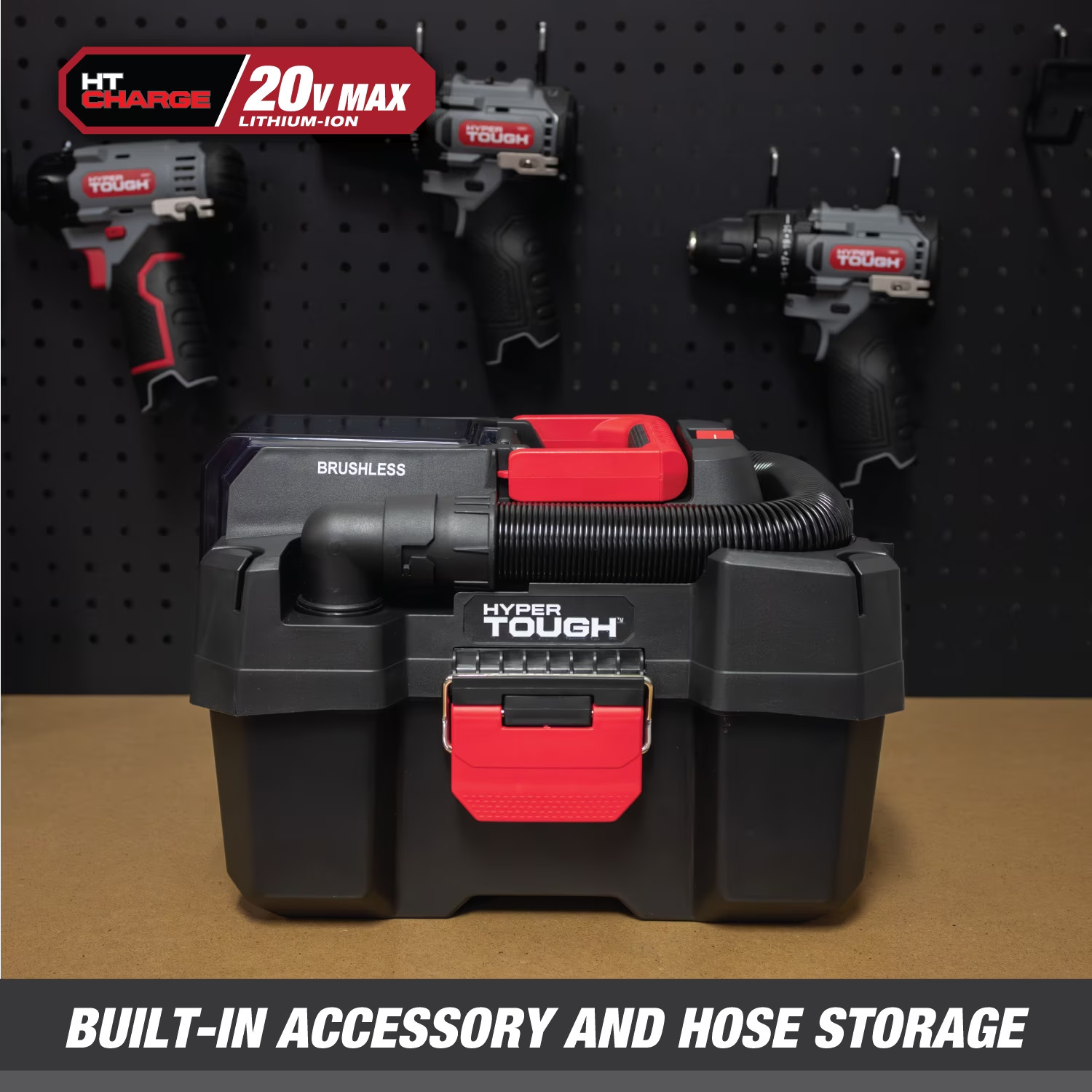 Hyper Tough 1.5 Gallon Wet Dry Vac, 20V Max, Brushless Motor, Cordless