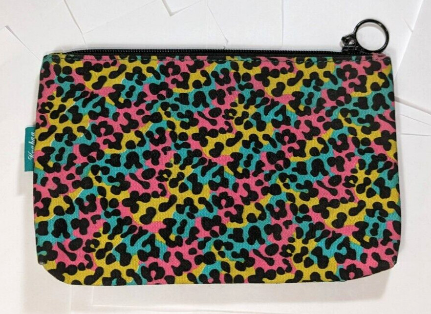 Kravitz Krabag Cotton Eco Zipper Pouch Bag Teal Pink 8.5x6in KU1-5820 Japan
