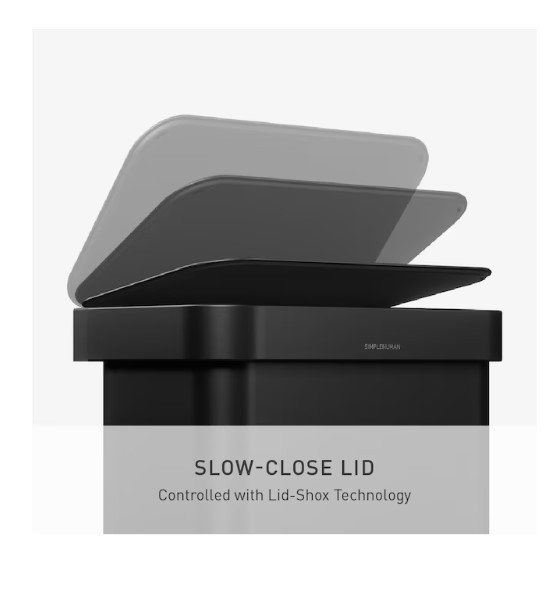 Simplehuman 55L rectangular step can with liner pocket matte black steel