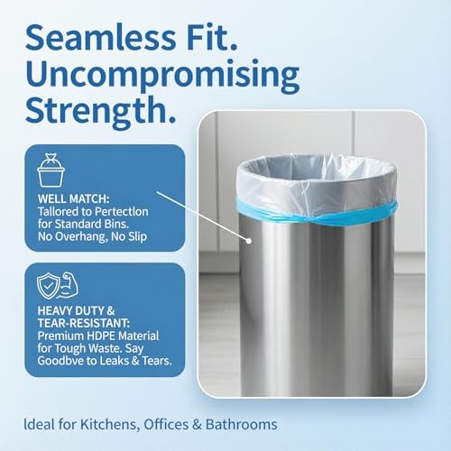 4 Gallon Small Trash Bags 150 Count White Unscented Drawstring 1.1 Mil