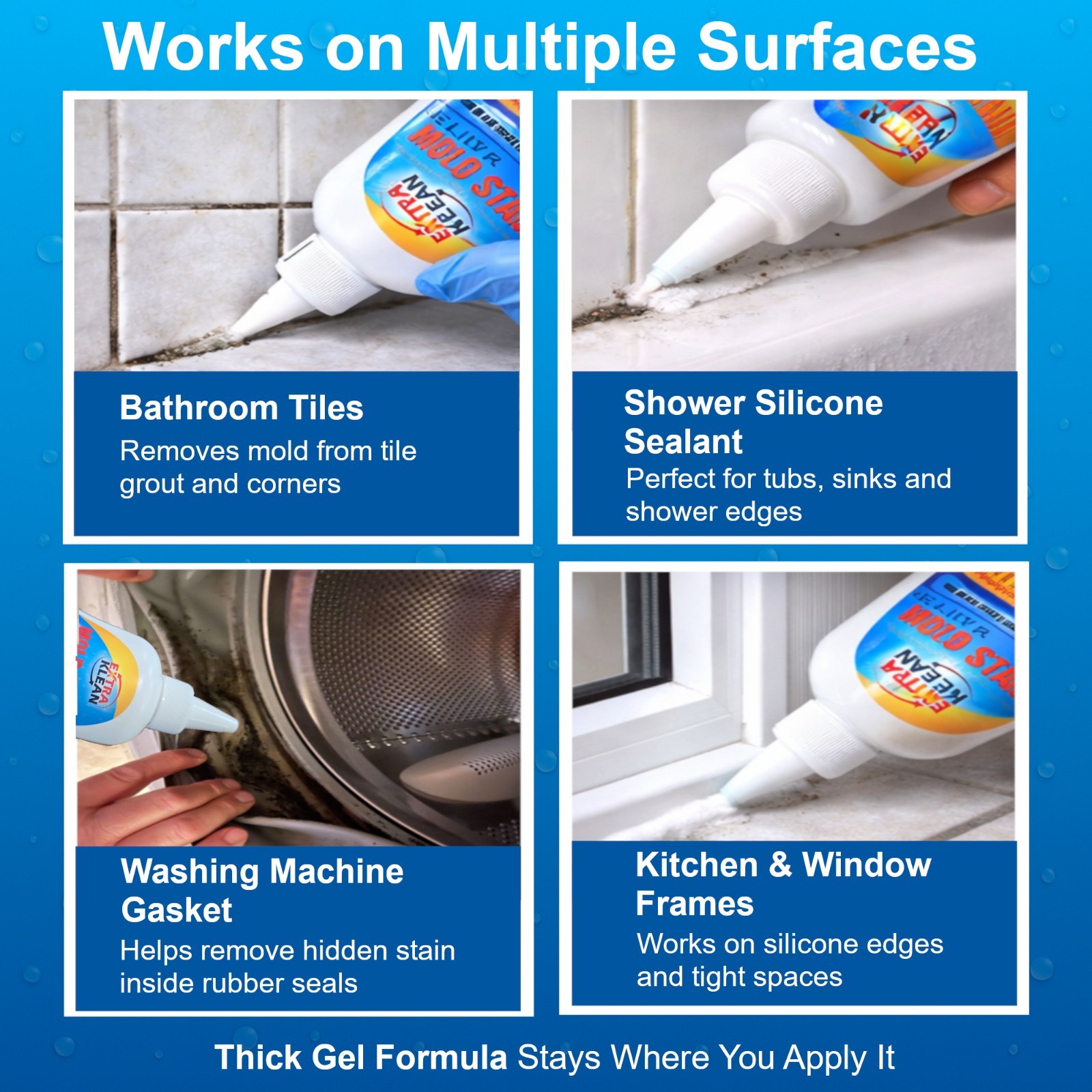 Mold Stain Remover Gel – Mold & Mildew Cleaner for Front Load Washer 7 OZ