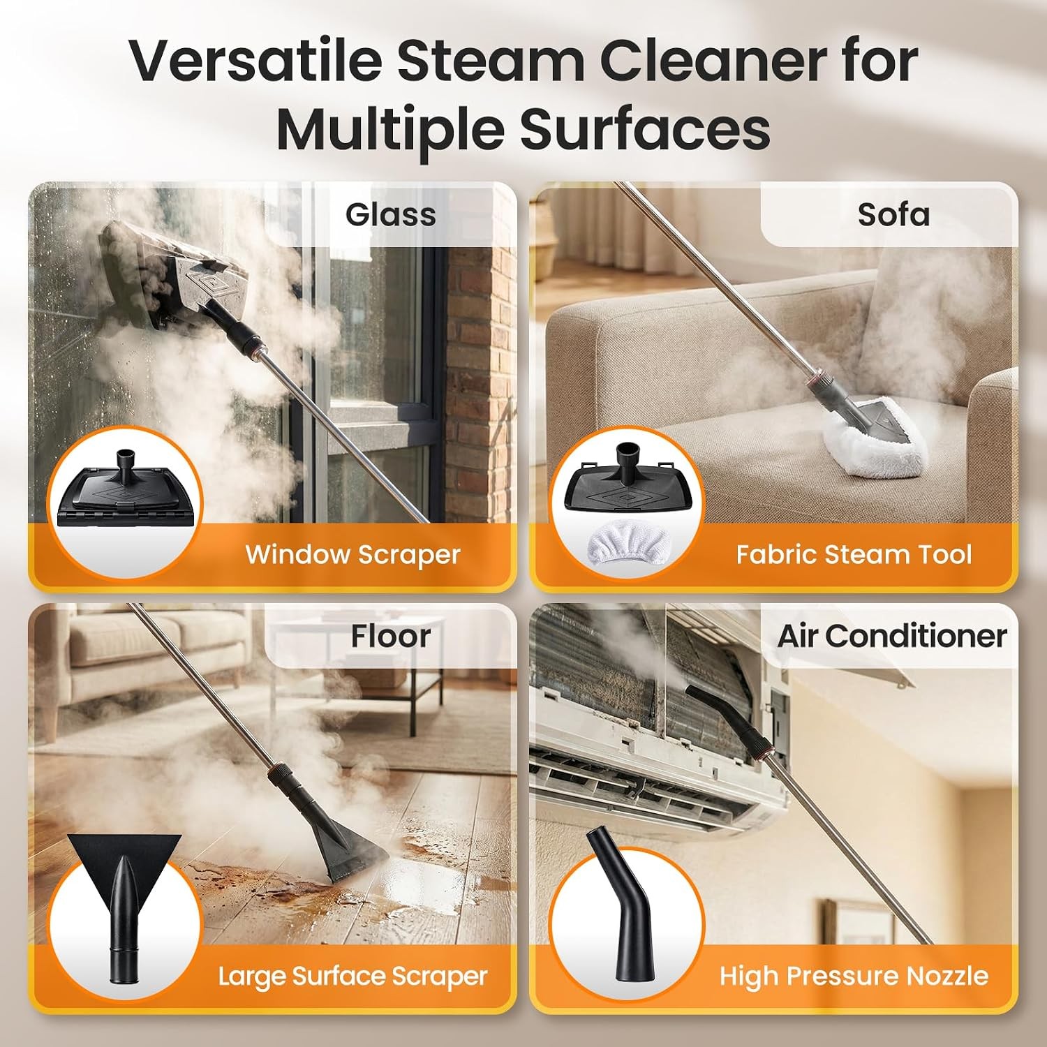 Portable Steam Cleaner, High Pressure Steamer Machine for Home & Vehicle 2500W