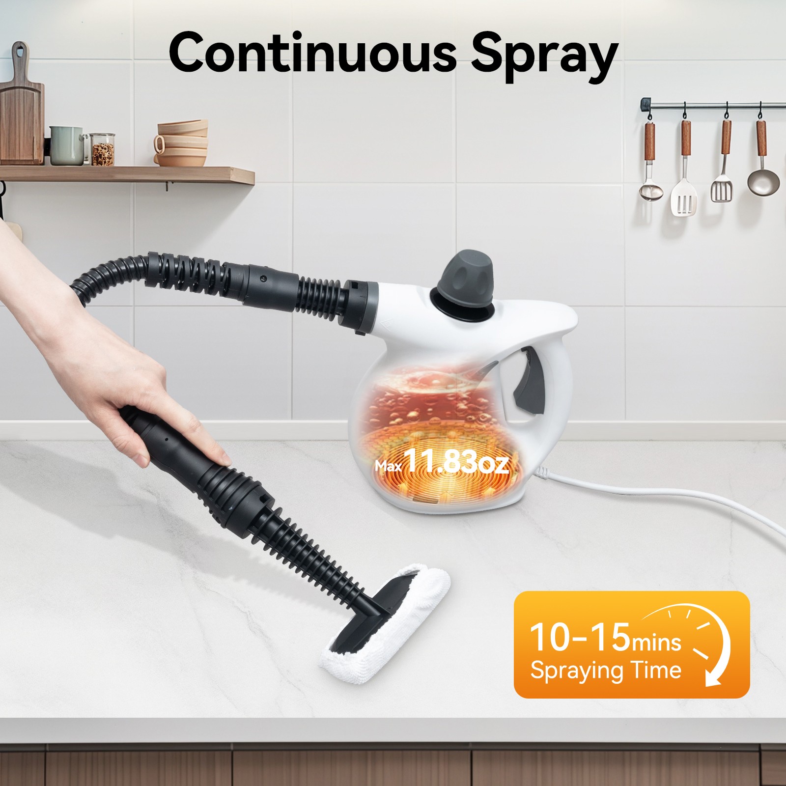 Handheld High Temp Steam Cleaner 1050W Portable Cleaning Machine w/ 9.19ft Cord