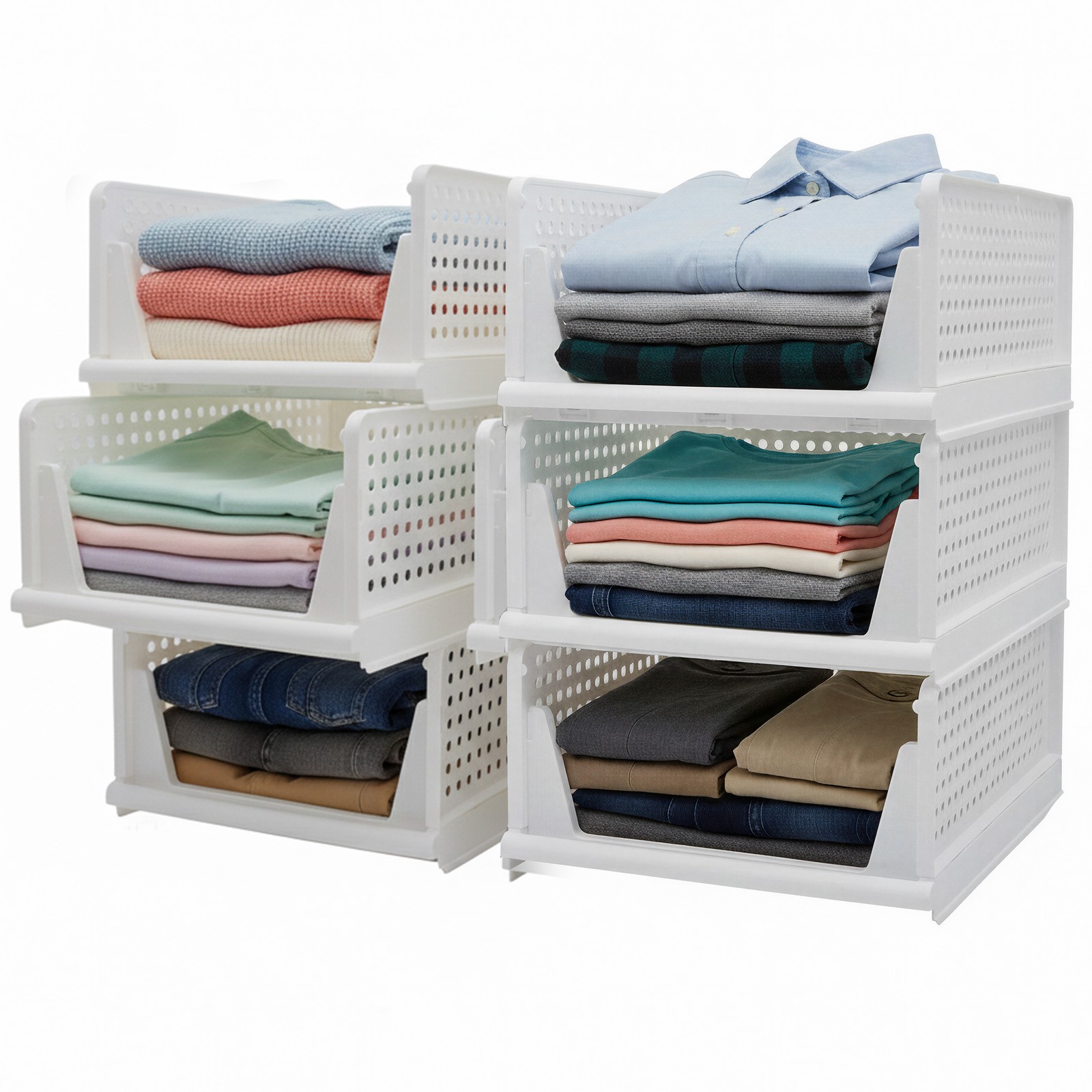 Stackable Closet Storage Shelf – Slidable & Ventilated Carts for Easy