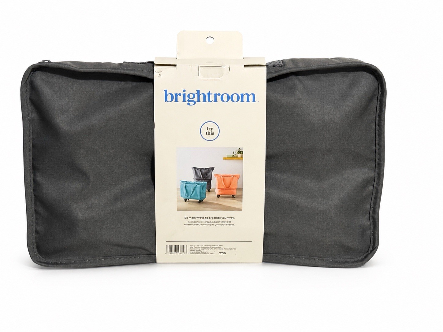 Collapsible Rolling Storage Bag Gray Black Wheels New 22×16.5