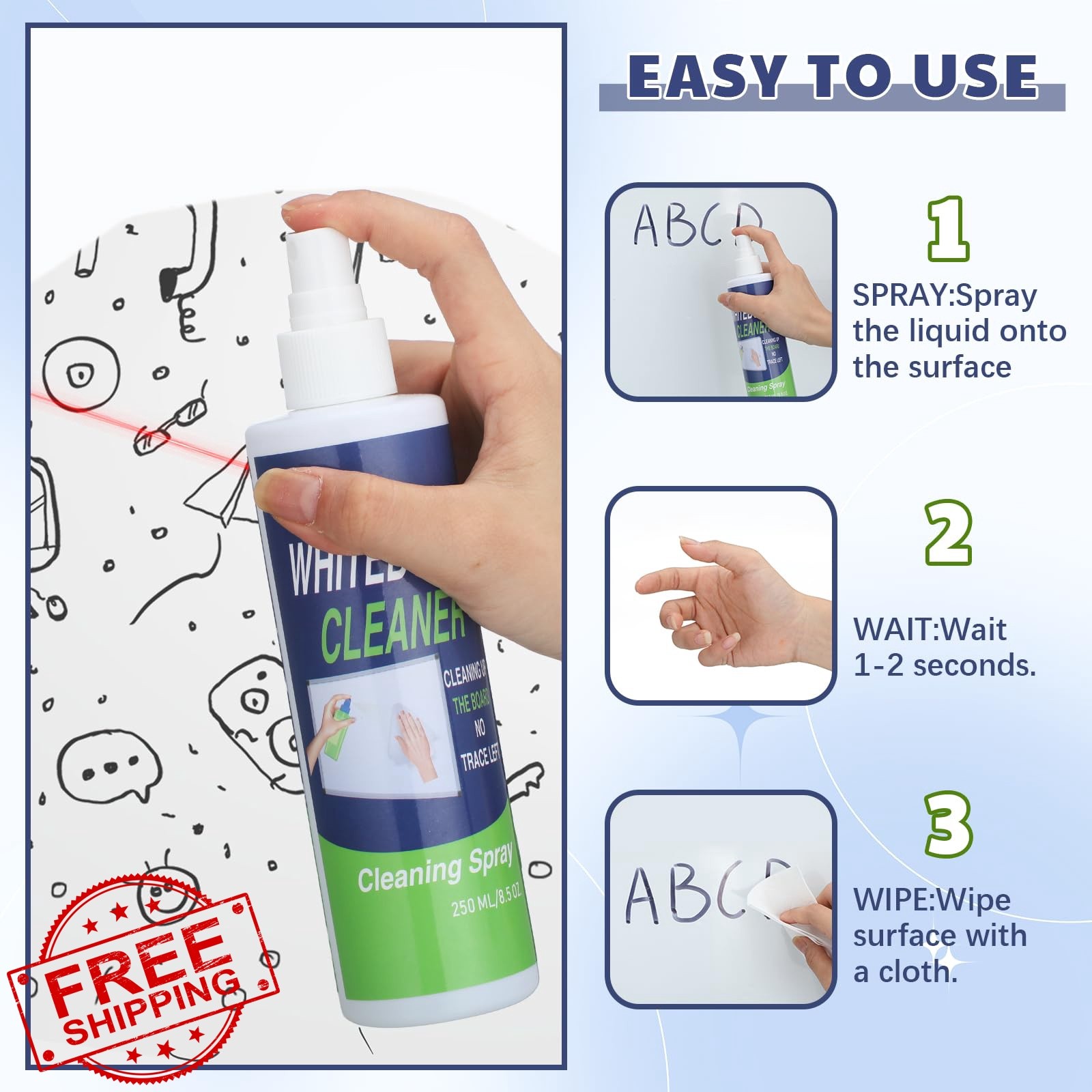 Swiffen 12 Pack Whiteboard Cleaner Spray Bottle 8.5oz Dry Erase Board Surface…