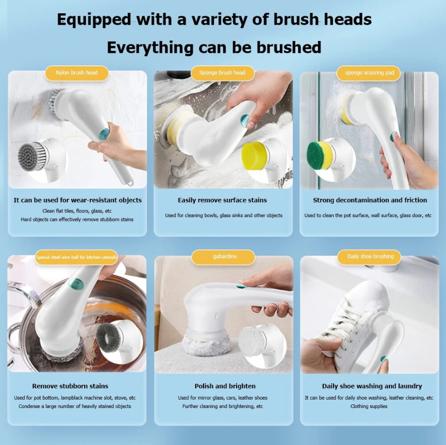 2 pack Electric Cordless Cleaning Brush Spin Scrubber Turbo Scrub Cleaner