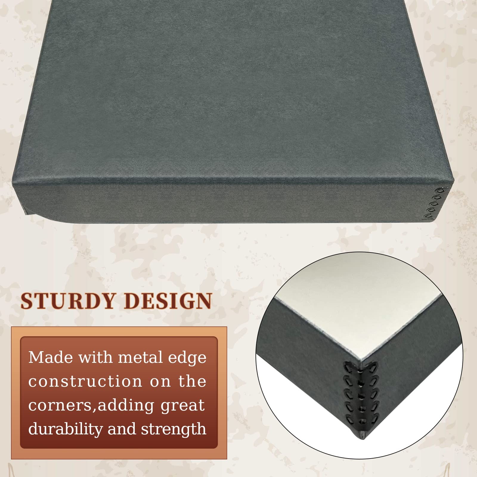 Archival Folio Storage Box Clamshell Design with Metal Edge Photos Documents
