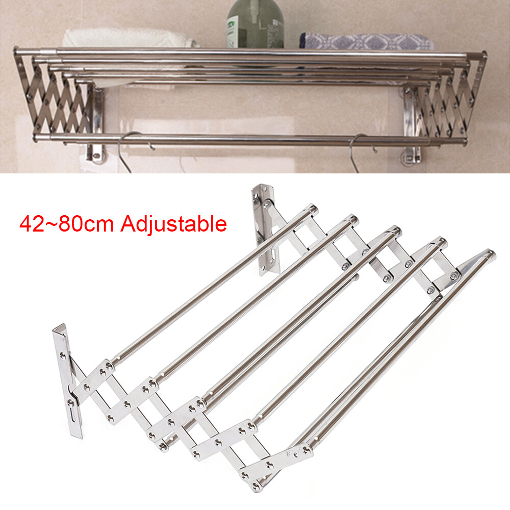 Wall-Mounted Clothes Drying Rack Stainless Steel Retractable Laundry Drying Rack