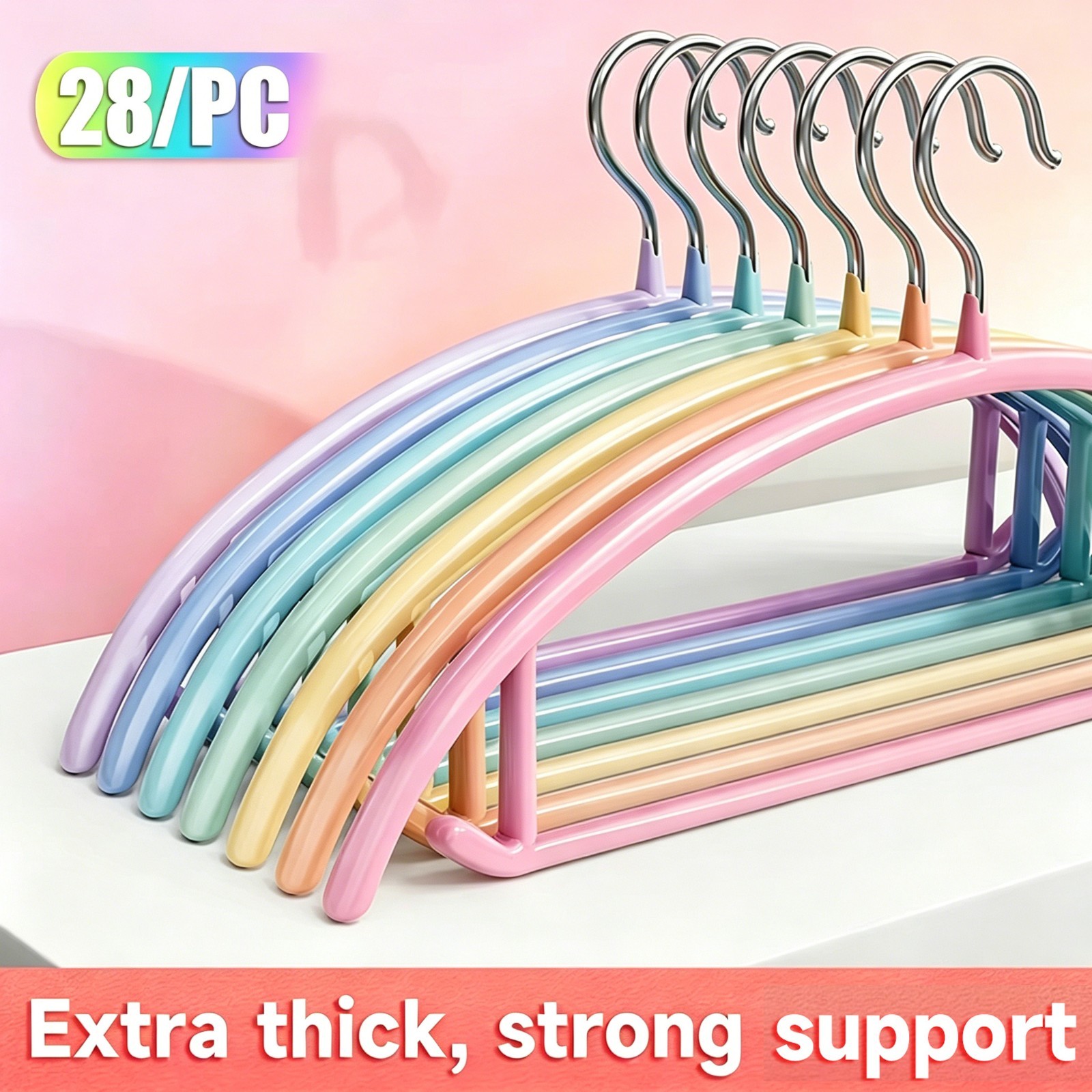 clothes hangers lot，Mixed Color Metal Hanger，12/28pc Non-slip Home Closet Organi