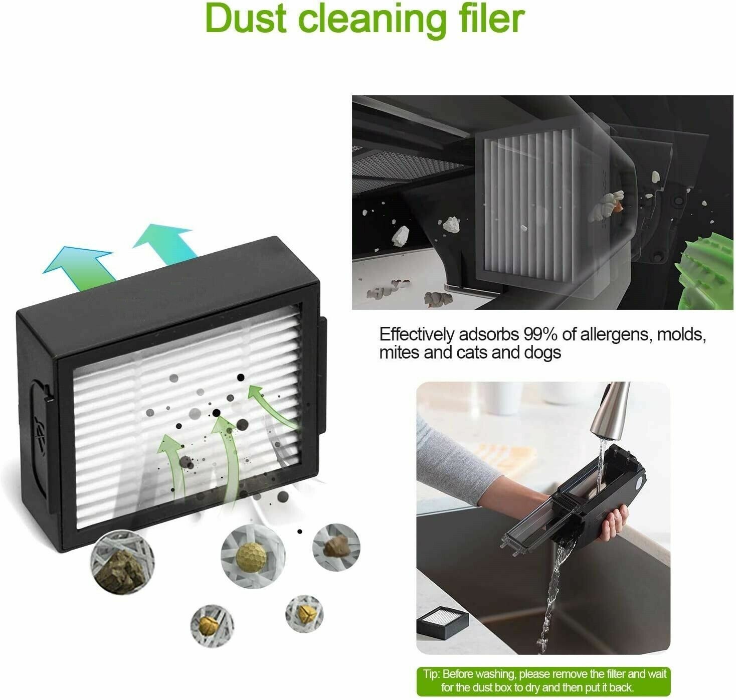 Replacement Filter for iRobot i3 i3 E5 E6 E7 Roomba I/E Series Sweeping Robot