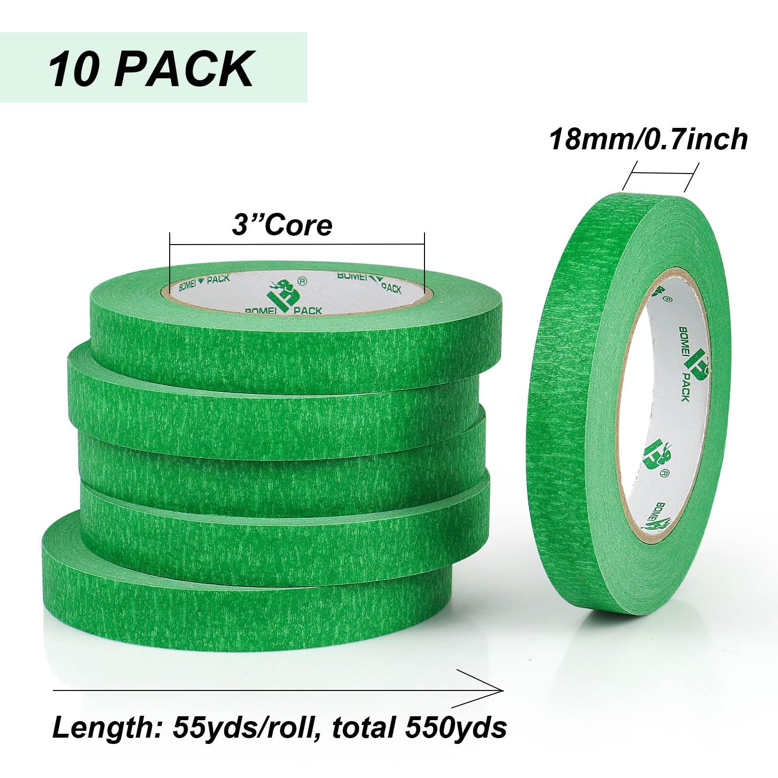 10Rolls Green Painters Tape, General Purpose Green Masking Tape 0.75inch x 55…