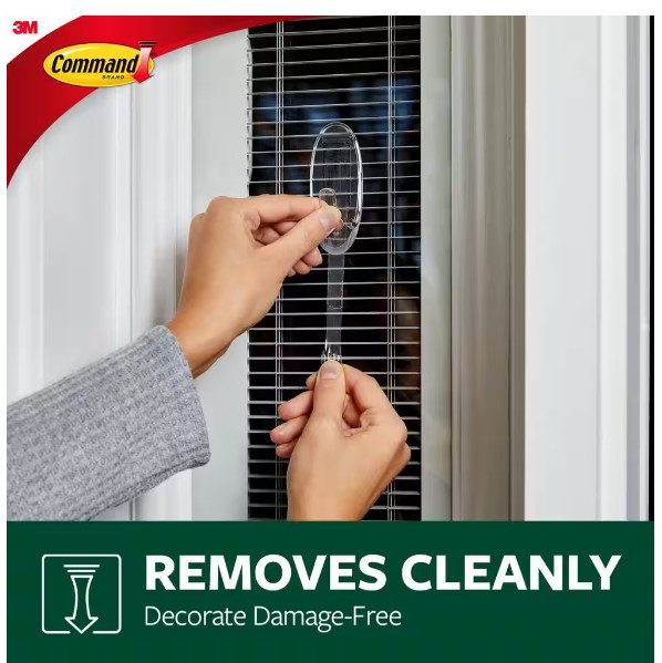 4 Pks 3M Command 1 Large Clear Window Hook & 2 Adhesive Strips Per Pack Max 4 lb