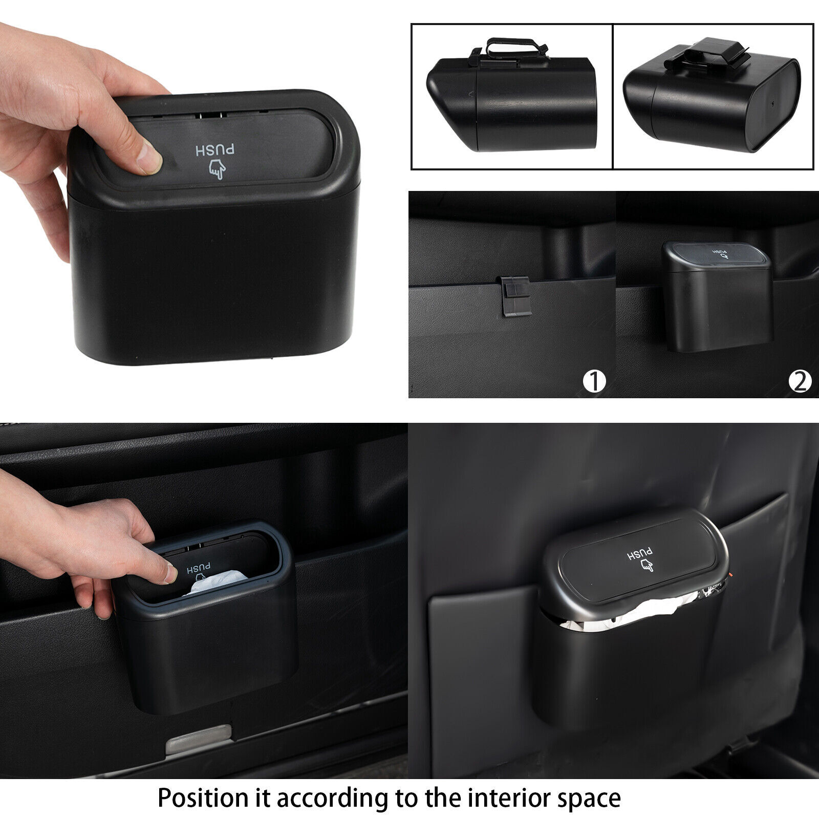 Mini Car Trash Can Bin with Lid Car Garbage Trash Can Storage Car Accessories