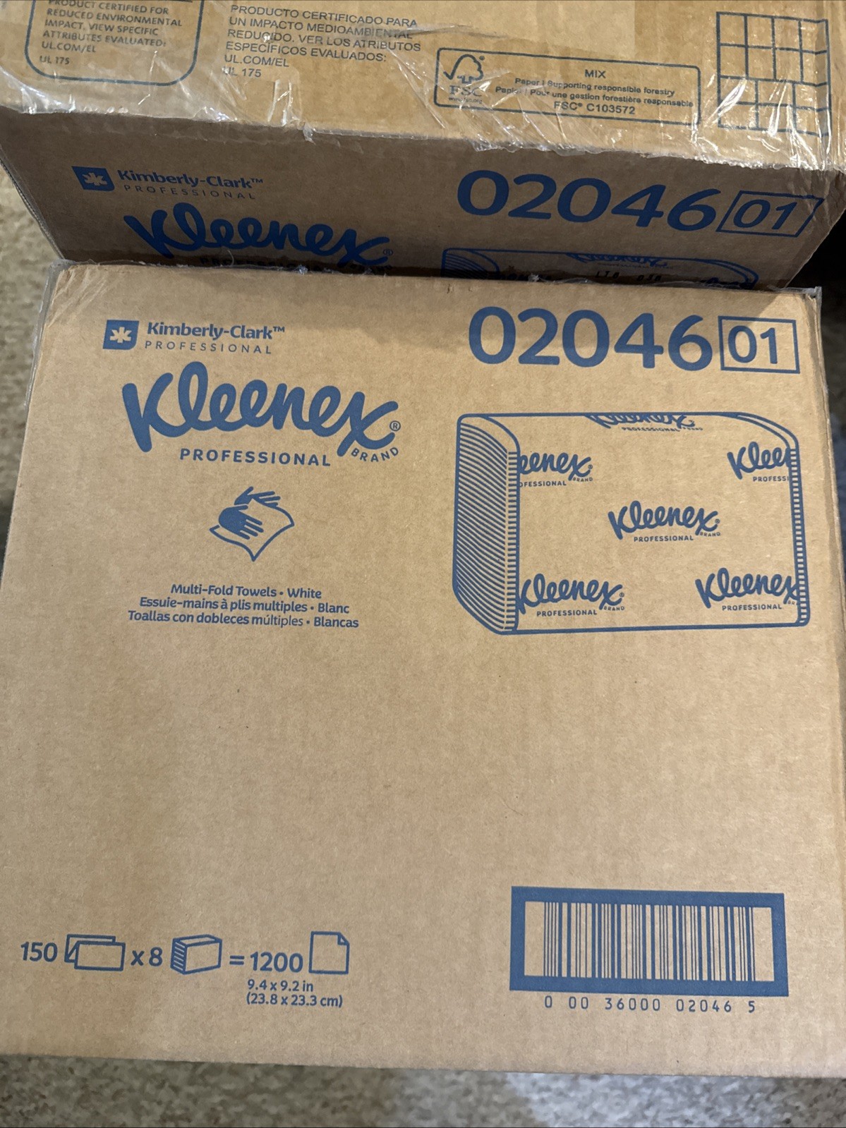 Kleenex Multifold Paper Towels 150 Count 8 Packs Soft Absorbent 1 Ply 9.2×9.4”